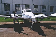 Cessna T310P equipped with a nose-mounted IR detection system for forest fire detection CessnaT310PC-GXXN.JPG