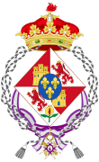 Escudo de armas dunha infanta viúva (con cordelière).