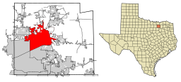 McKinneys läge i Collin County och Collin Countys läge i Texas.