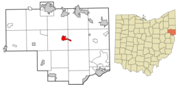 Location of Lisbon in Columbiana County and in the State of Ohio