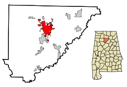 Cullmans läge i Cullman County och countyts läge i Alabama.