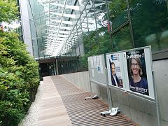 Election posters for legislative election Second round in French Embassy in Tokyo Elections legislatives 2017 second tour.jpg