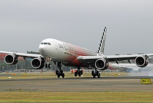 Etihad Airways Airbus A340-600 at Canberra Airport