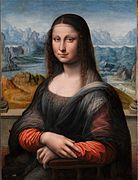 La Gioconda (copia del Museo del Prado), de la que se han propuesto varias posibles autorías, entre ellas, la de los discípulos españoles de Leonardo.