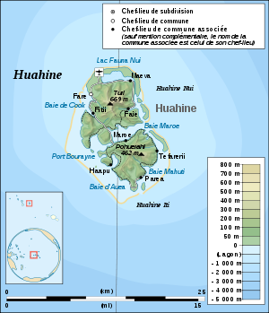 Topographische Karte von Huahine