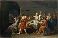 ダヴィッド『ソクラテスの死』1787年。油彩、キャンバス、129.5 × 196.2 cm。メトロポリタン美術館[57]。