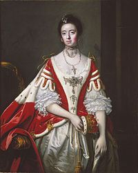 Countess of Dartmouth wearing a three-piece stomacher over ceremonial robes (Joshua Reynolds, 1757)