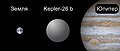 Kepler-26b vergeleken met de Aarde en Jupiter