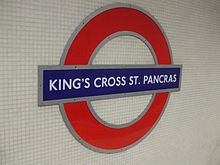 Kings Cross St Pancras (Circle) stn roundel. 
 JPG