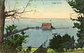 A postcard showing Lake Colac with water