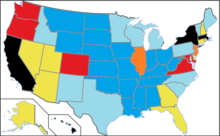 A heat map of the United States by living wage for a single, childless individual according to the MIT living wage calculator as of 2023
.mw-parser-output .legend{page-break-inside:avoid;break-inside:avoid-column}.mw-parser-output .legend-color{display:inline-block;min-width:1.25em;height:1.25em;line-height:1.25;margin:1px 0;text-align:center;border:1px solid black;background-color:transparent;color:black}.mw-parser-output .legend-text{}
$15-15.99
$16.00-16.99
$17.00-17.99
$18.00-18.99
$19.00-19.99
$20+ Living wage by state.png