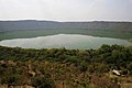 View of the meteorite crater at Lonar. This picture is shot from the edge of the crater on the side of the MTDC resort.