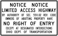 Limited Access Highway Notice Sign (R26-H1)