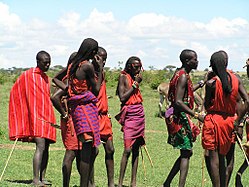 Maasai warriors with their traditional hair styling