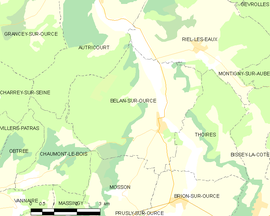 Mapa obce Belan-sur-Ource