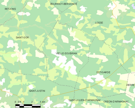 Mapa obce Vielle-Soubiran