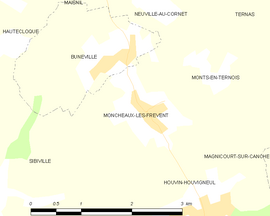 Mapa obce Moncheaux-lès-Frévent