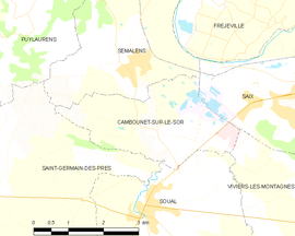 Mapa obce Cambounet-sur-le-Sor