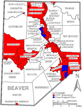 Kaart van Beaver County