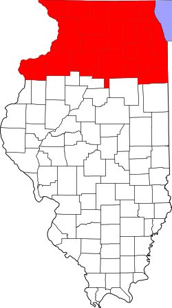 Counties that are colored red considered apart of the Northern Illinois region
