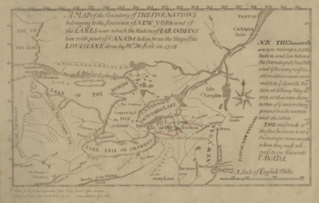 Map of the Five Nations (from the Darlington Collection) Map of the Country of the Five Nations belonging to the province of New York and of the Lakes near which the Nations of Far Indians live with part of Canada taken from the Map of the Louisiane done 1730.png