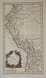 Mapa del Perú. Benard. Ca. 1750.