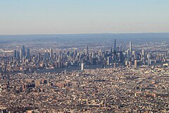 Midtown's skyline seen in January 2020, constituting one of the world's largest central business districts Midtown Manhattan of New York City.jpg