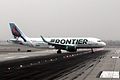 The new Frontier Airlines paint job introduced in 2015.