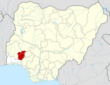 Osogbo is located in Osun State which is shown here in red.