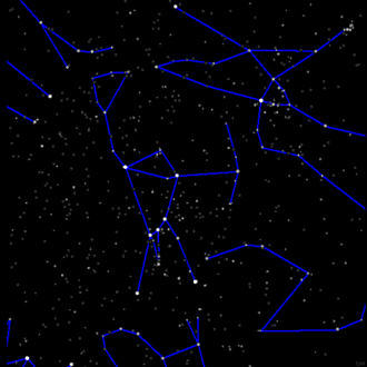 Компоновка звёзд, составляющих образ Ориона