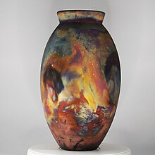 Copper Matte Raku fired oval made by Adil Ghani from RAAQUU, Malaysia