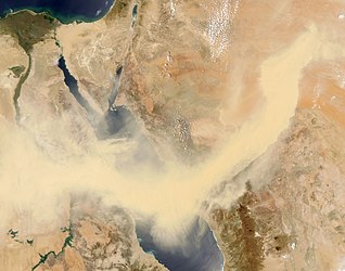 Sand storm crossing the Red Sea