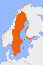 Karta över det svenska språkets utbredning.