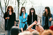 The Burns Sisters perform in their hometown of Ithaca, New York, in April 1987.