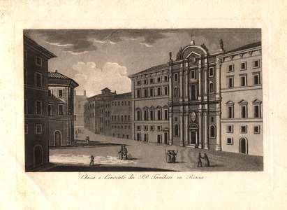 Gravura do século XVIII da igreja e do convento anexo.