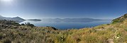 Trizonia island, Gulf of Corinth and the coast of Peloponnese on the south