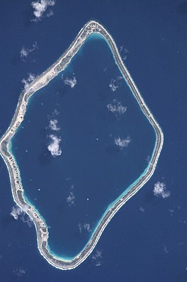Het atol Tureia vanuit de ruimte