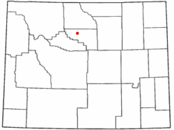 Location in Washakie County and the state of Wyoming