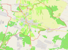 Mapa konturowa Żarnowa, u góry nieco na lewo znajduje się punkt z opisem „Dorobna Wieś”