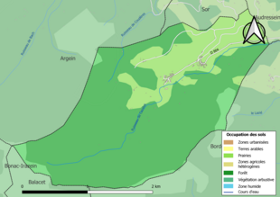 Carte en couleurs présentant l'occupation des sols.