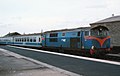 A 101 Class locomotive with an Enterprise service arriving at Dublin Connolly in 1980.