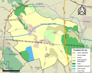 Carte en couleurs présentant l'occupation des sols.