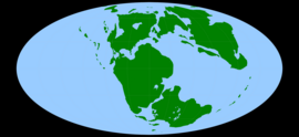 Reconstitution de la géographie terrestre du milieu du Jurassique vers 170 Ma.