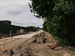 Uithoorn, Bauarbeiten am Viadukt über den Amsterdamseweg an der Uithoornlijn am Dag van de Bouw