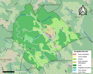 Carte en couleurs présentant l'occupation des sols.