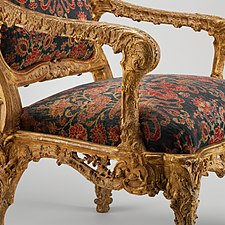 Detail of a fauteuil à la reine (1690–1710), Metropolitan Museum