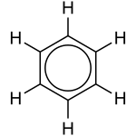 Benzene structure with a circle inside the hexagon