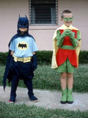 Children dressed in Batman & Robin costumes, 1966