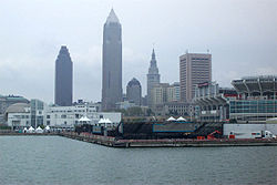 View of downtown Cleveland from Lake Erie.