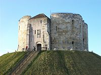 Clifford's Tower, part of York Castle Clifford's Tower, from south.JPG
